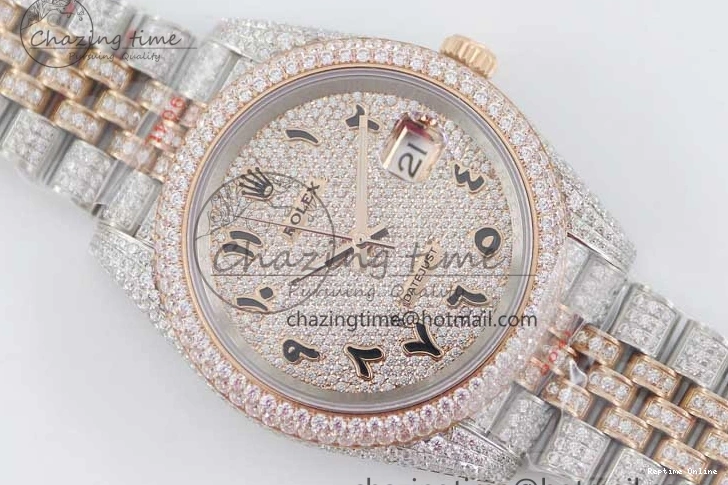 1225 Affordable Datejust 41 SS RG Full Diamonds TWF 1:1 Best Edition Arabic Markers Dial on Jubilee Bracelet A 2385